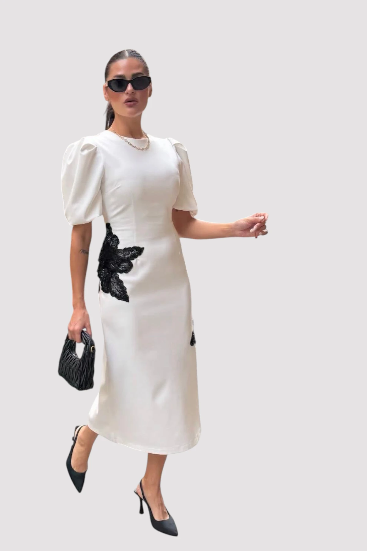 E26-D99 Rose Print Dress - Image 7