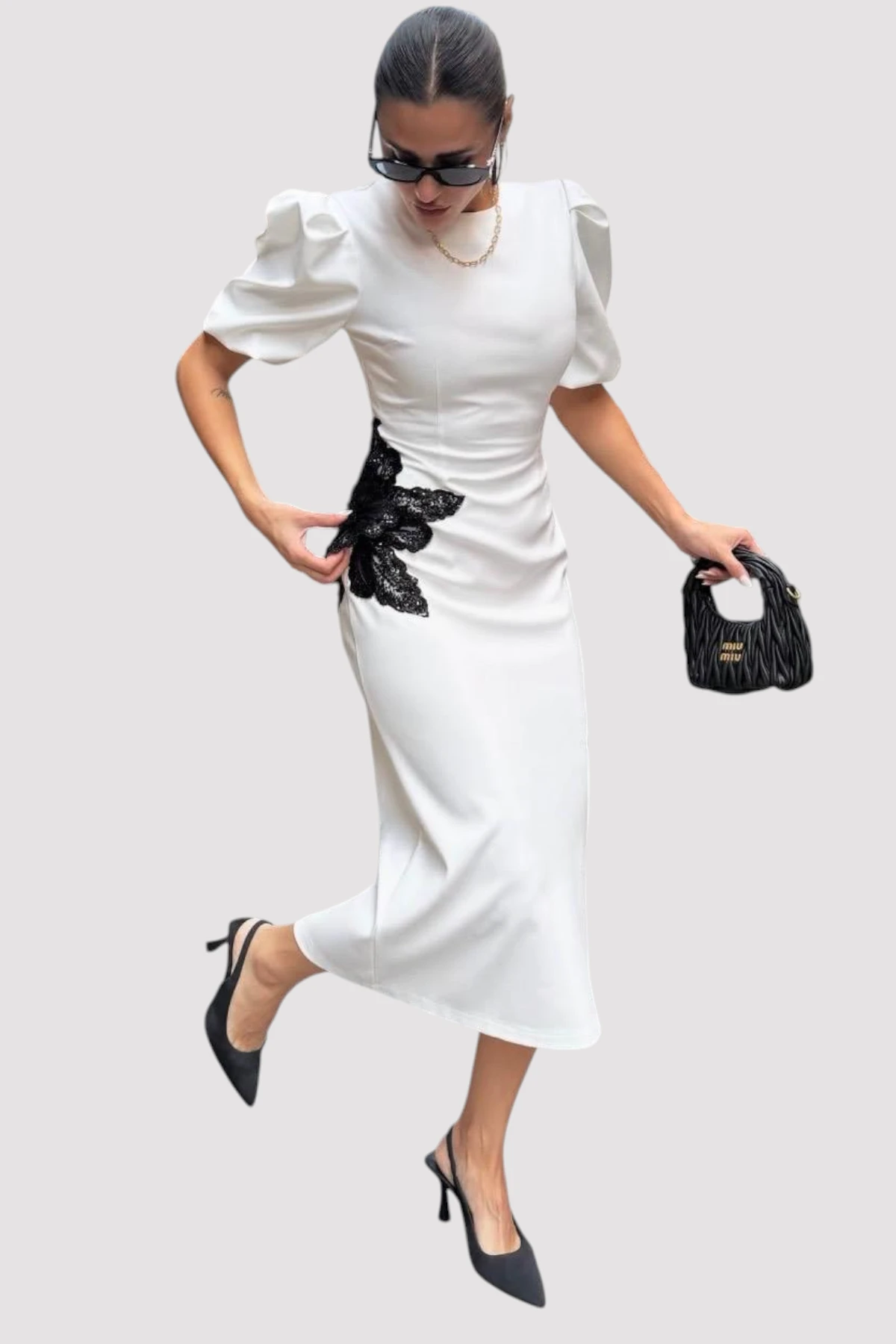 E26-D99 Rose Print Dress - Image 6