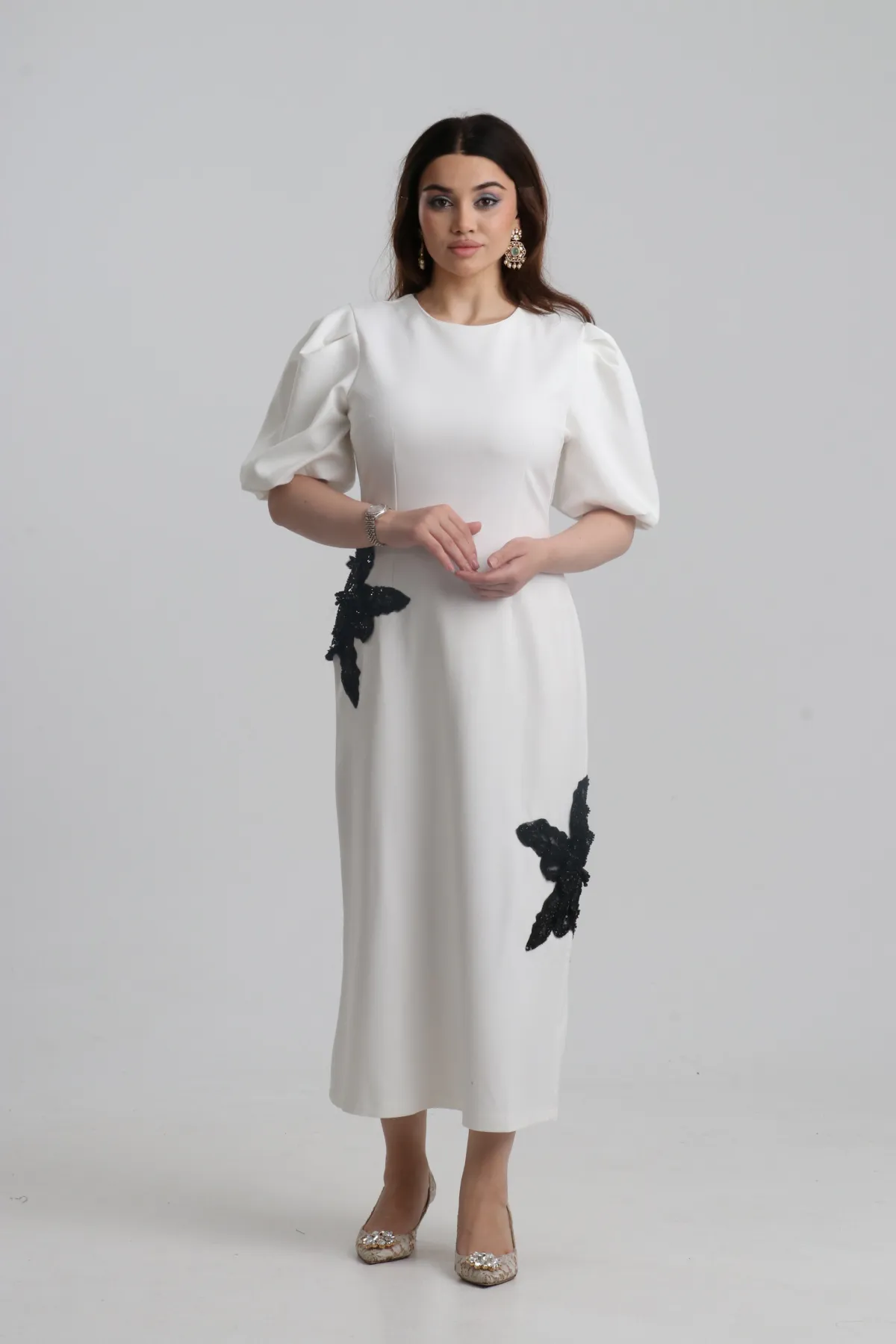 E26-D99 Rose Print Dress - Image 4