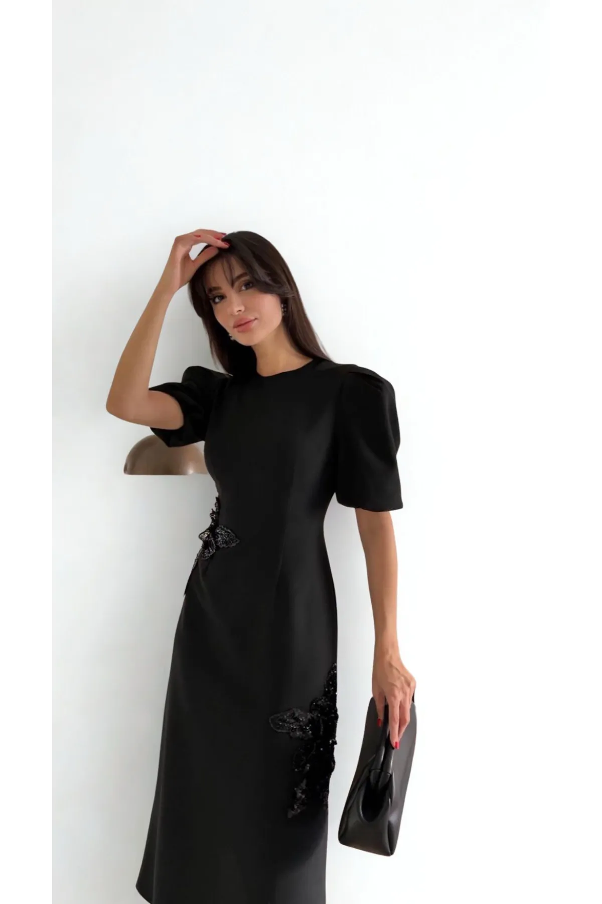 E26-D99 Rose Print Dress - Image 3