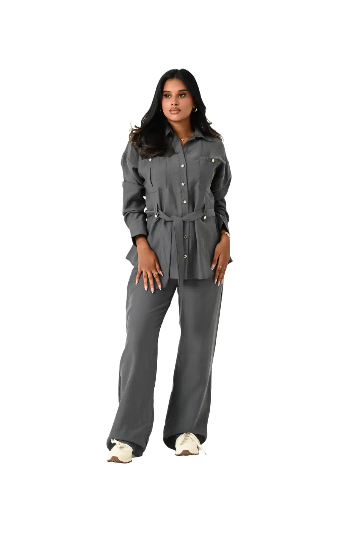 Elegant Belted Tencel Set JZ26-J01