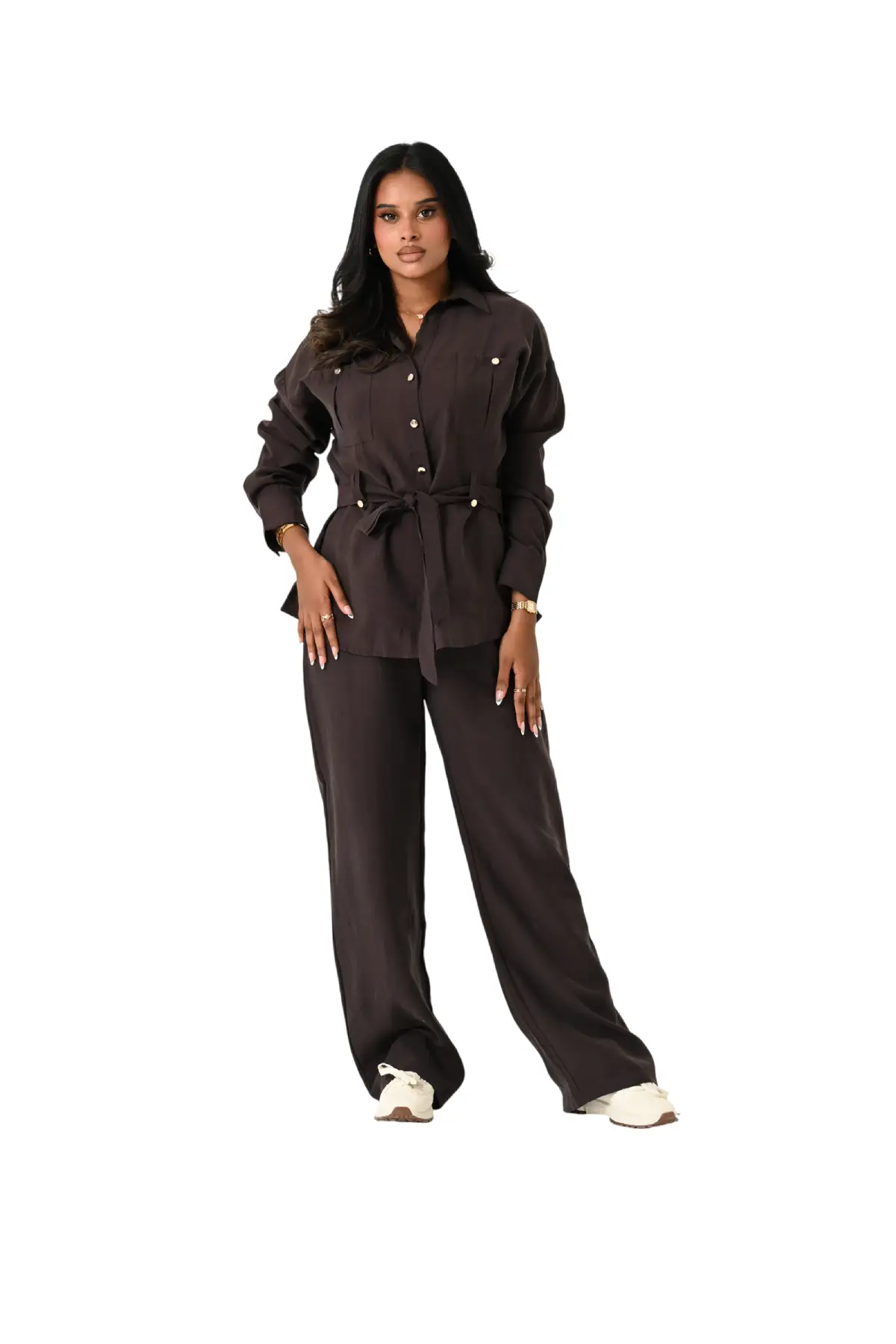 Elegant Belted Tencel Set JZ26-J01 - Image 8