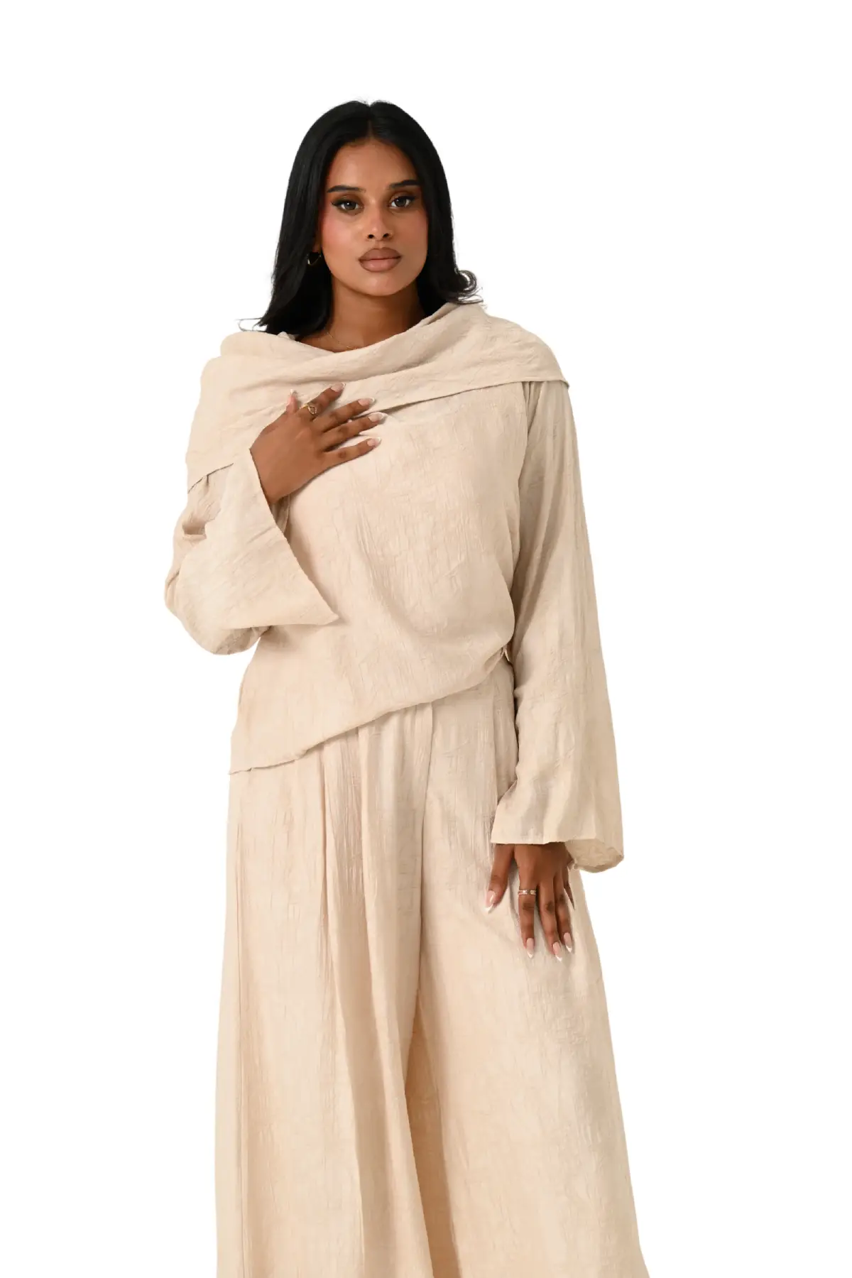Draped Neck Tencel Co Ord Set JZ26-J03 - Image 7