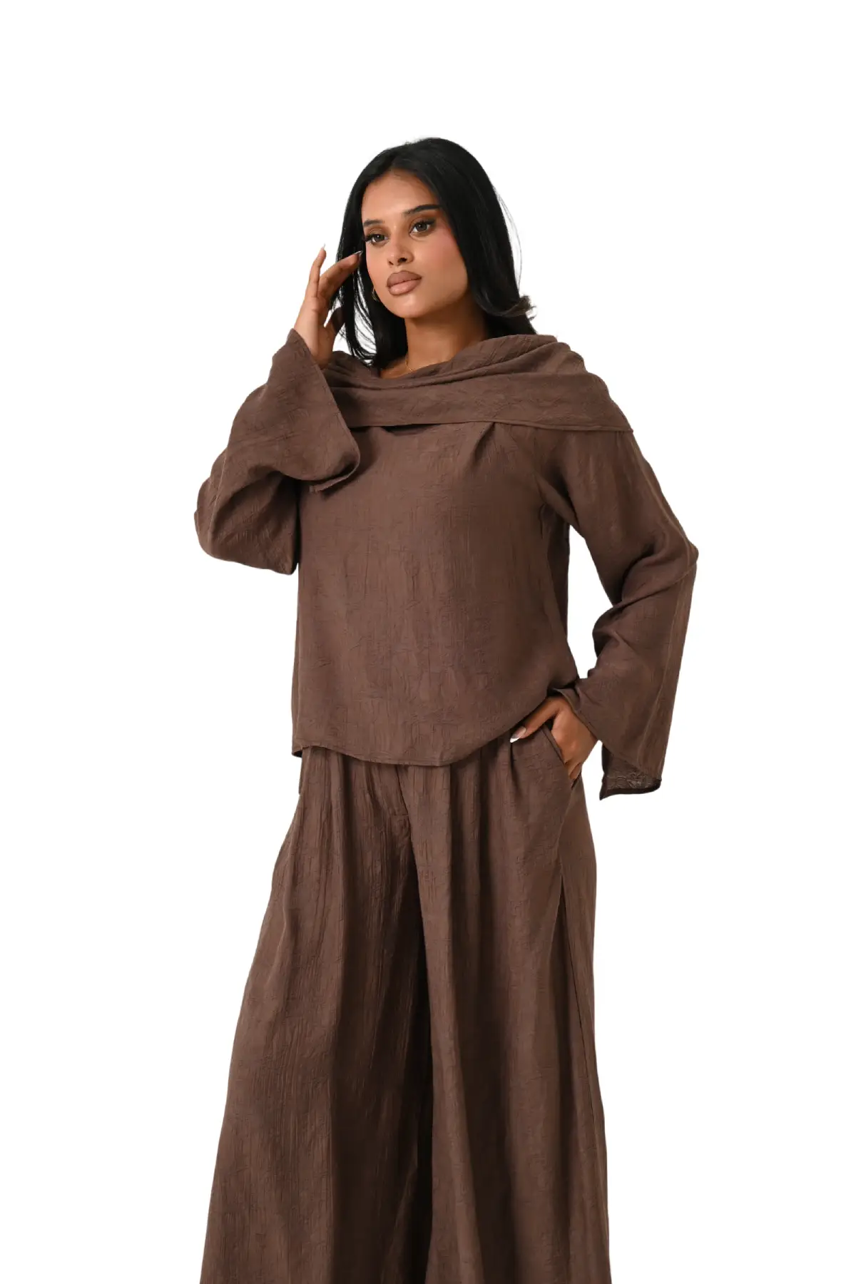 Draped Neck Tencel Co Ord Set JZ26-J03 - Image 4