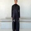 Dark Abaya with Contrasting Abstract Pattern in Ehsas crepe with a JAAZLINE-exclusive print - main view | JAAZLINE JZA26-18