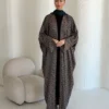 Loose Abaya with Fine Multicolour Pattern in Soft silk - main view | JAAZLINE JZA26-28